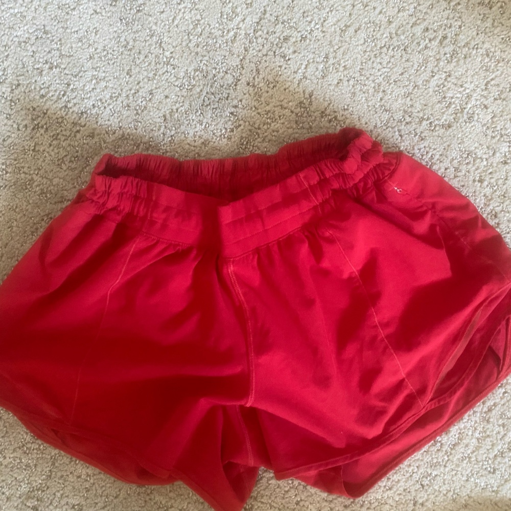 Dark Red Lululemon Hotty Hot Low Rise 4" Shorts